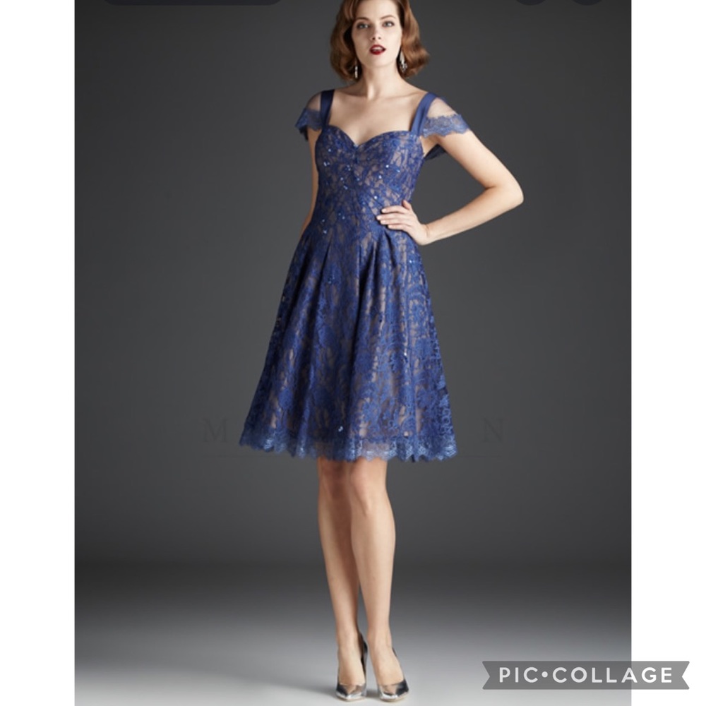 Mignon sweetheart bodice lace fit and flare dress